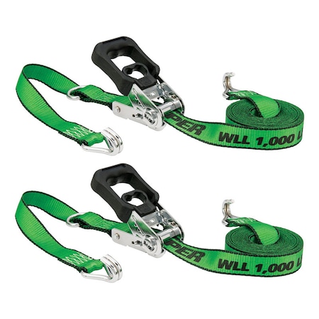 Keeper Keeper 1.25 in. W X 16 ft. L Green Tie Down w/Ratchet 1000 lb 2 pk 47203
